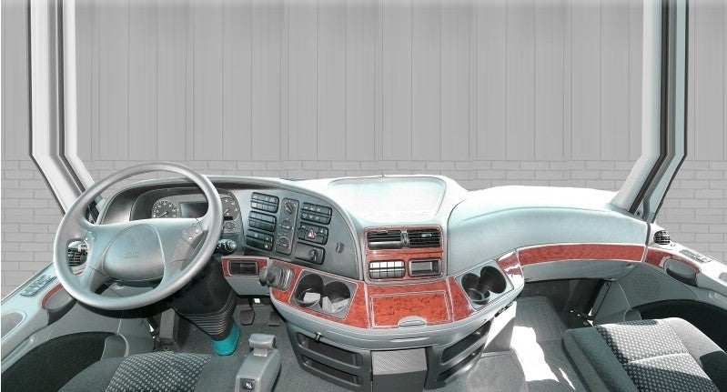 Mahagoni-Silikon-Armaturenbrett-Aufkleberset – geeignet für Mercedes Actros MP4, 11-teilig, 2016–2020