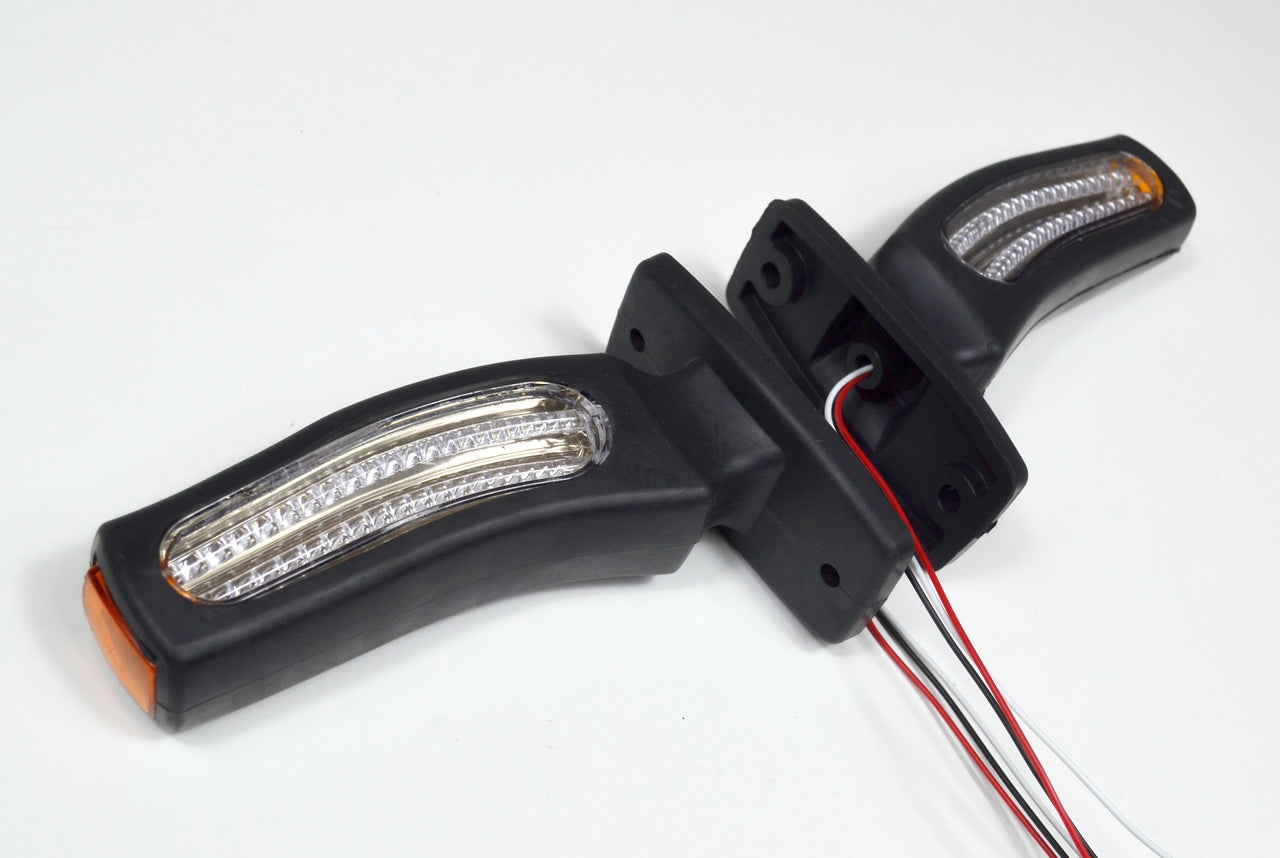 Dreifach-LED-Positionsleuchte mit Blinker – Neon Rot/Weiß/Gelb, 12/24 V, 170 mm