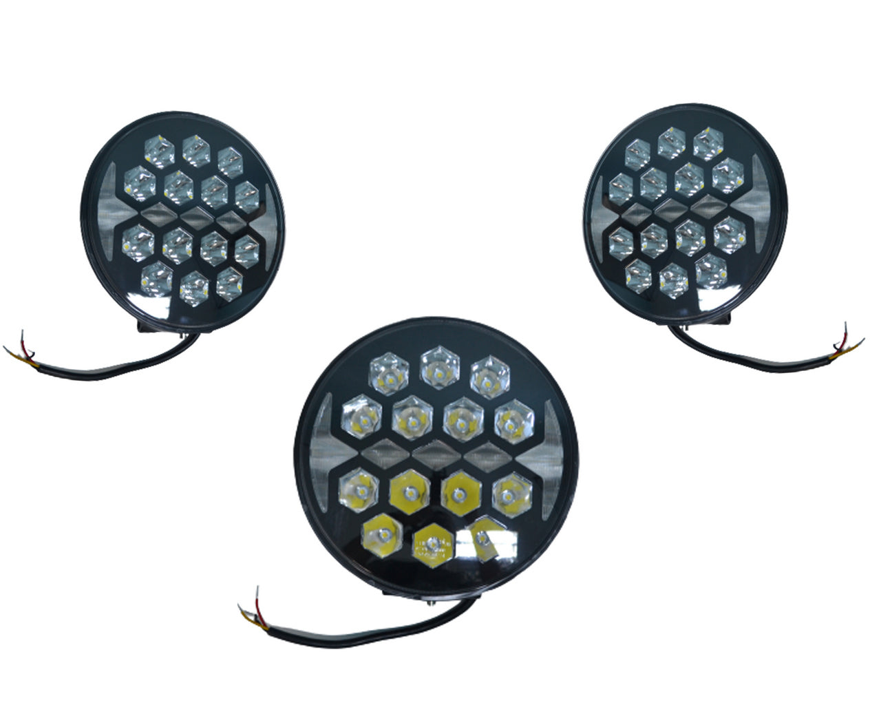 Projecteur longue portée LED rond – 22 cm, 140 W, lampe auxiliaire 14 LED