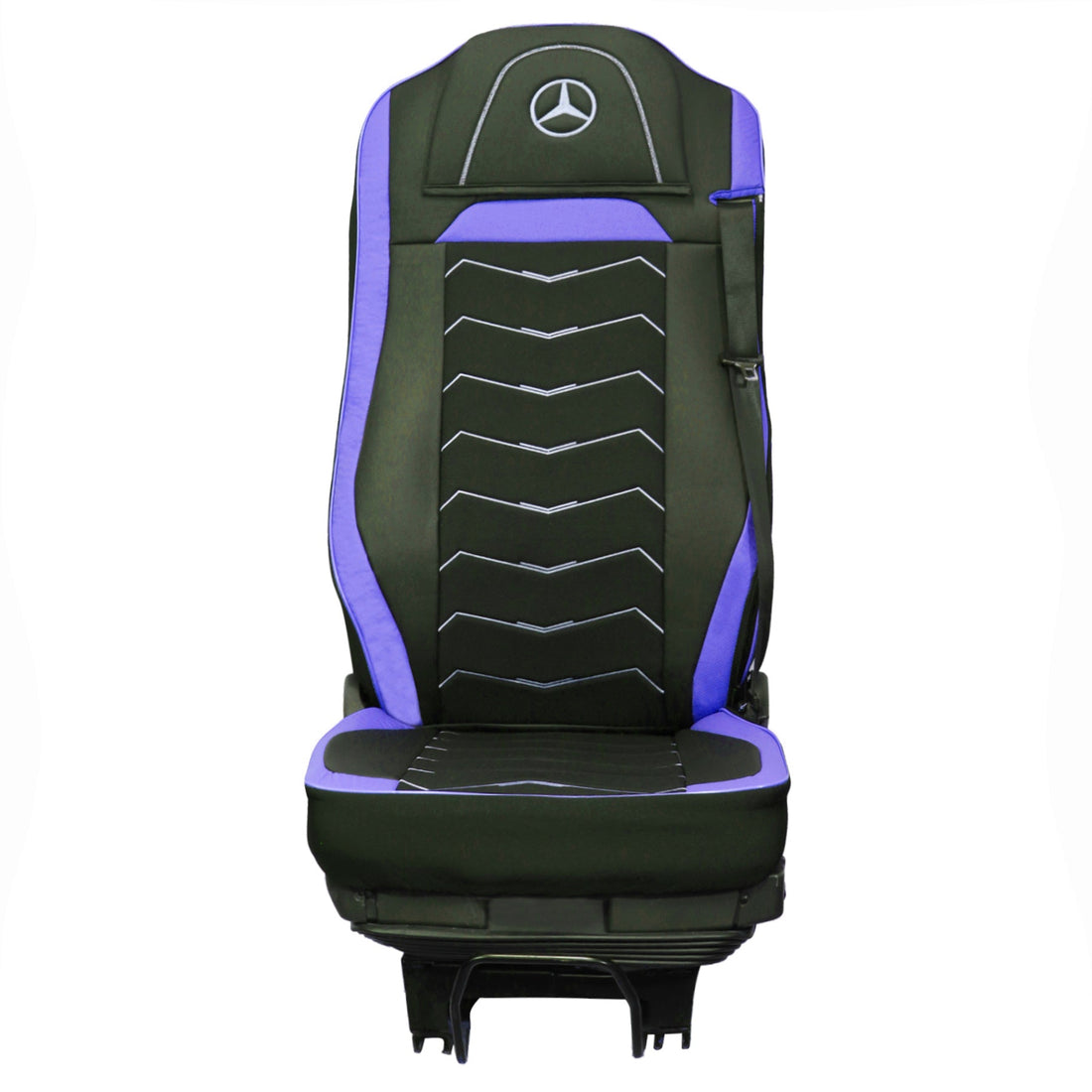 Sitzbezüge – geeignet für Mercedes Euro 6 MP4 2016–2021, Schwarz mit Blau, Leder und Alcantara