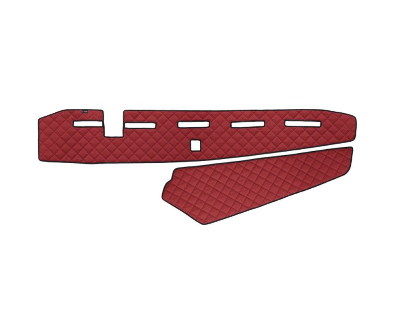 Tapis de tableau de bord – cuir synthétique (éco-cuir) rouge, adapté pour Volvo FH4 avec capteur, 2013+