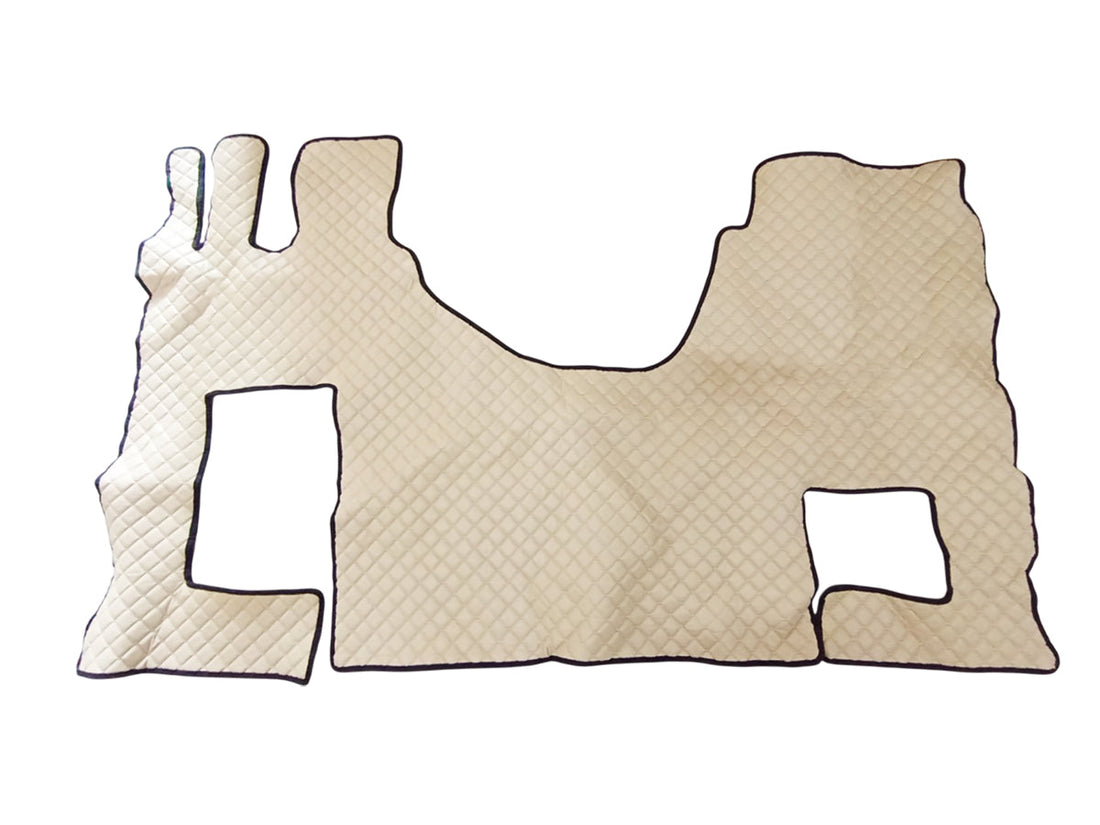 Beige Kunstleder-Fußmatten – geeignet für Mercedes Actros MP4 mit Klappsitz, ab 09/2011