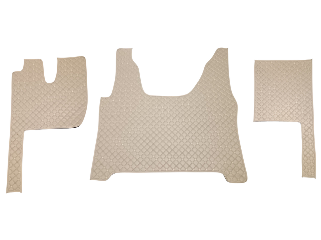 Μπεζ πατάκια δαπέδου από τεχνητό δέρμα (eco leather) – κατάλληλο για Iveco S-Way 2025, αντιολισθητικό