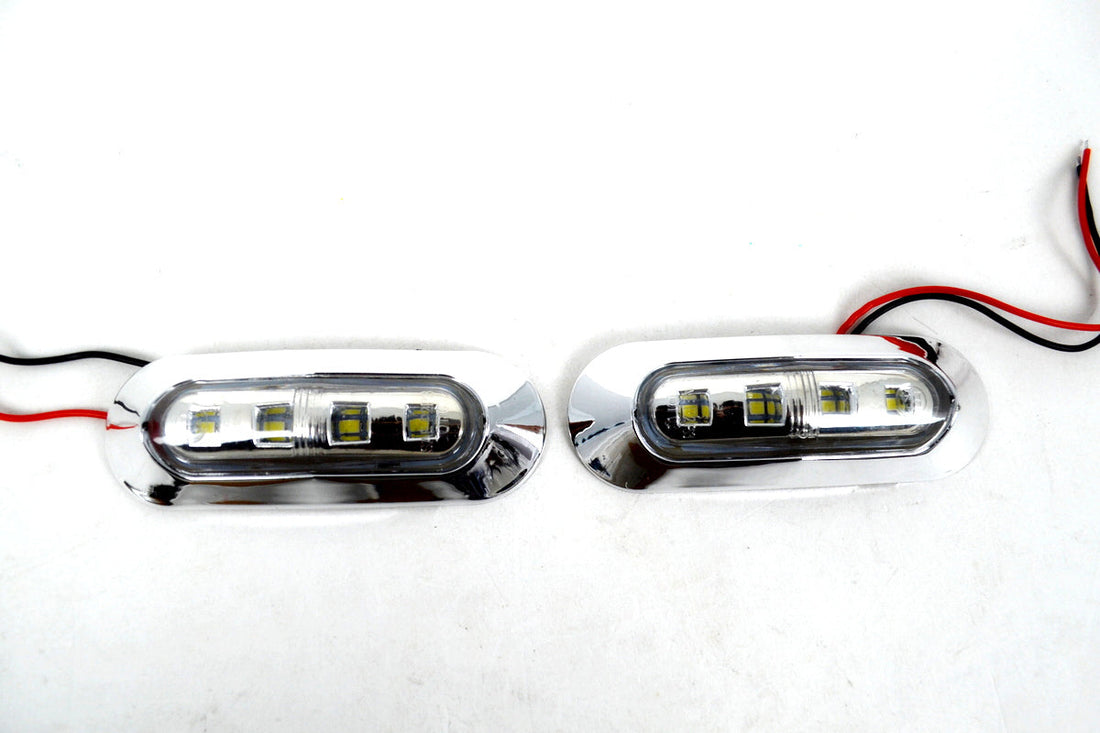 Weiße LED-Umrissleuchte, Chrom-Gehäuse, 4 LEDs, 12 V Positionsleuchte