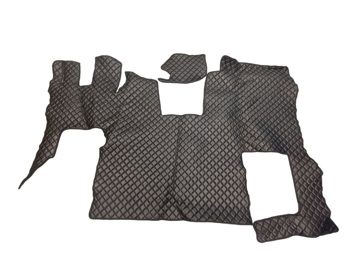 Tapis de sol en cuir synthétique (éco-cuir) noir – adapté pour Scania S 2020+ avec siège passager rabattable