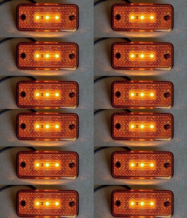 Feu de gabarit latéral LED suspendu, jaune, 24 V, support en caoutchouc, lot de 10