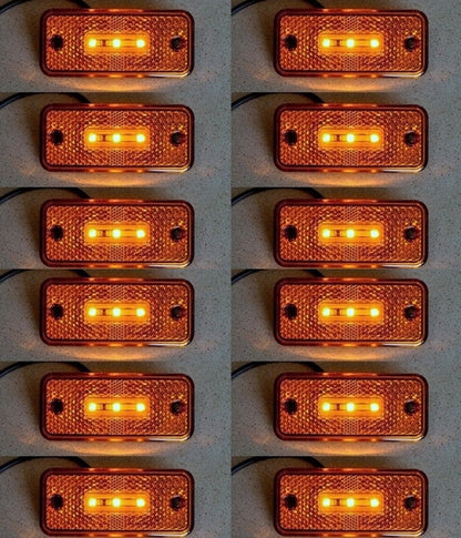Feu de gabarit latéral LED suspendu, jaune, 24 V, support en caoutchouc, lot de 10