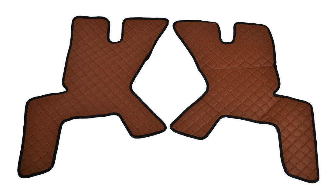 Tapis de porte – jeu 2 pièces en cuir synthétique (éco-cuir) brun adapté pour Renault T 2014+