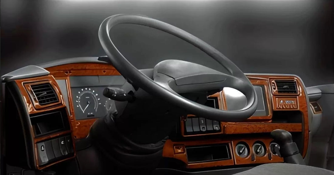 Силиконов махагонов комплект стикери за табло – подходящ за Renault Magnum 2006+, 24 части