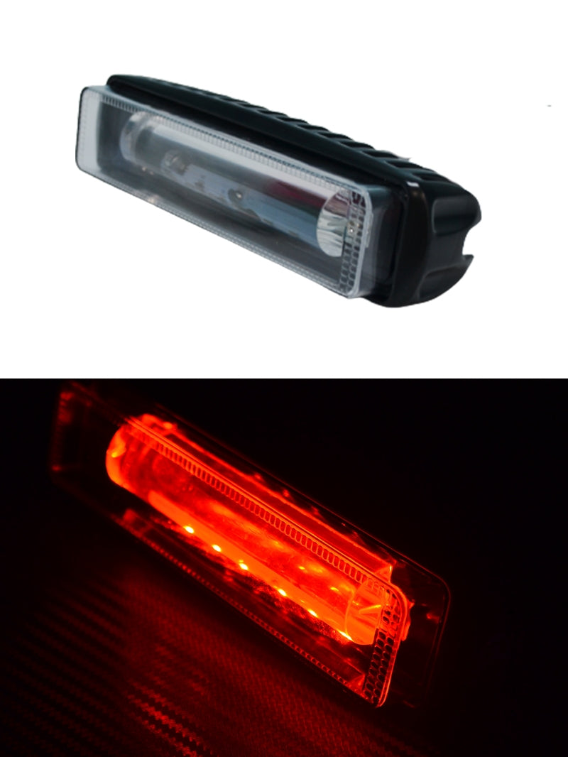Barre lumineuse de travail LED, lumière rouge, 30 W, 6 LED, 155 x 45 x 60 mm, 12 V/24 V