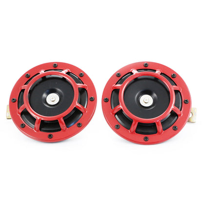 Jeu de klaxons ronds rouges Hella – Paire 12 V