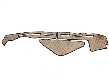 Tapis de tableau de bord en cuir – adapté pour Renault T, découpe pour capteur, double surpiqûre beige, cabine High Sleeper
