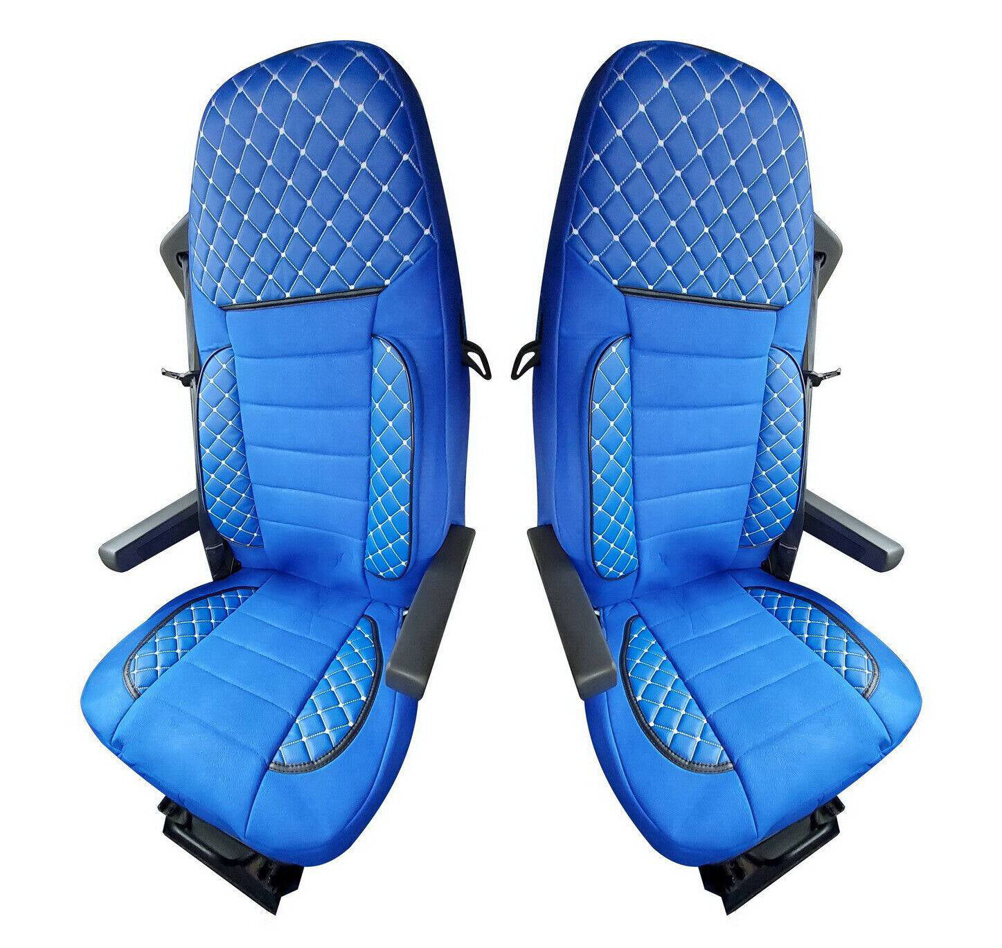 Deluxe калъфи за седалки – подходящ за MAN Euro 7 2021+, синя кожа и алкантара