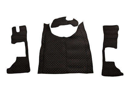 Tapis de sol noirs en cuir synthétique (éco-cuir) – adapté pour DAF XG Long Cab 2022+, conducteur et passager