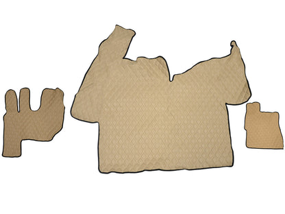 Tapis de sol beige en cuir synthétique (éco-cuir) – adapté pour Renault T Tunnel 2021+, double surpiqûre