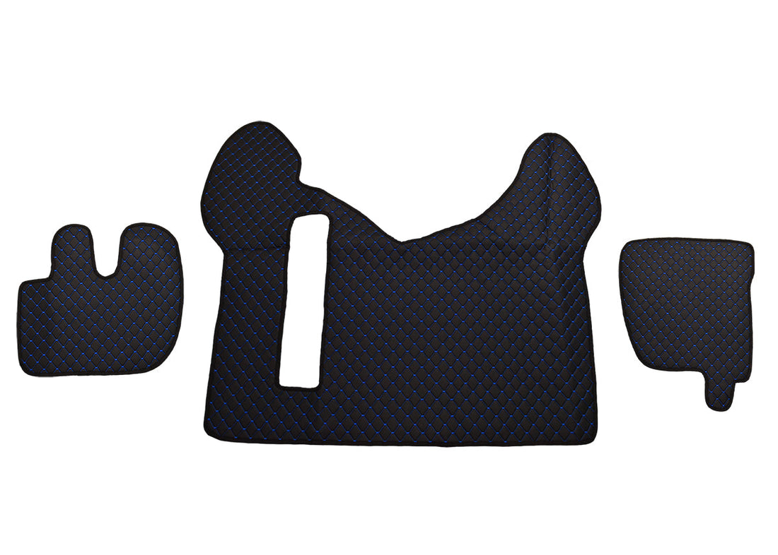 Черни подови стелки от изкуствена кожа (еко кожа) – син шев, подходящи за Renault Premium