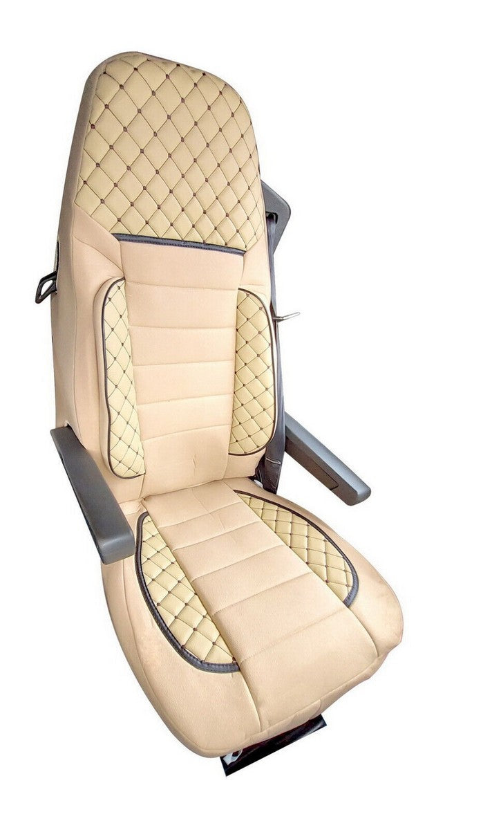 Housses de siège en cuir beige Deluxe adaptées pour Mercedes Actros E6 (2014+)