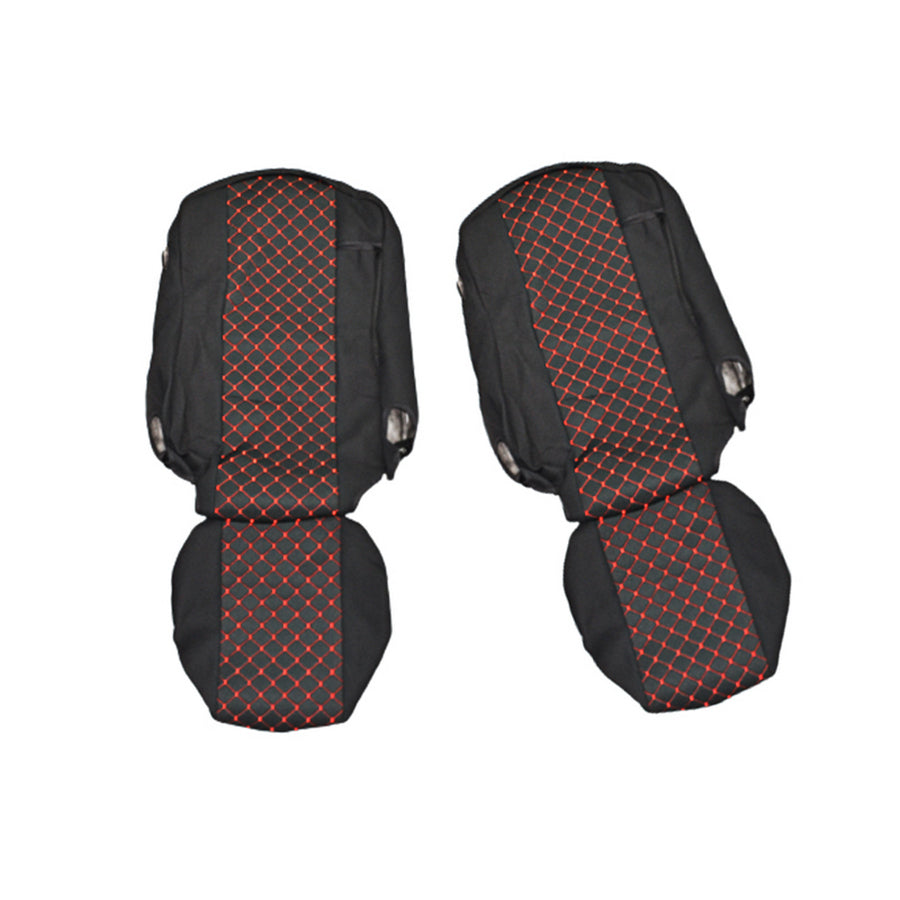 Jeu de housses de siège adapté pour Volvo FH13 – 2013+, noir/rouge, polyester et élasthanne