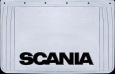 Бели релефни калобрани, подходящи за Scania – черно лого, 60 x 40 cm, комплект 2 броя