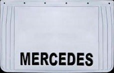 Weiße geprägte Schmutzfänger – 40 x 60 cm, schwarz mit geeignet für Mercedes Logo, 2er-Set