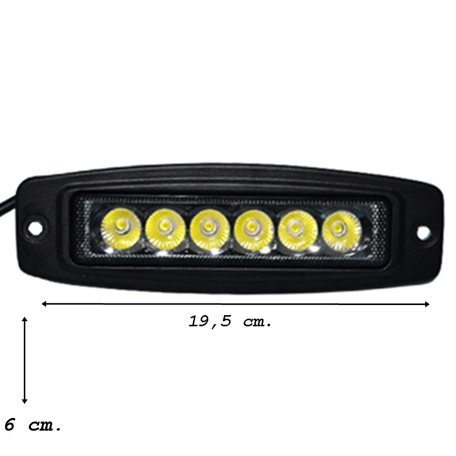 Projecteur LED encastré – 18 W, 6 diodes, fixation intégrée