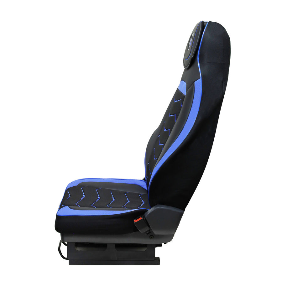 Housses de siège adaptées pour camions Scania R 2004–2016, cuir et Alcantara noir et bleu