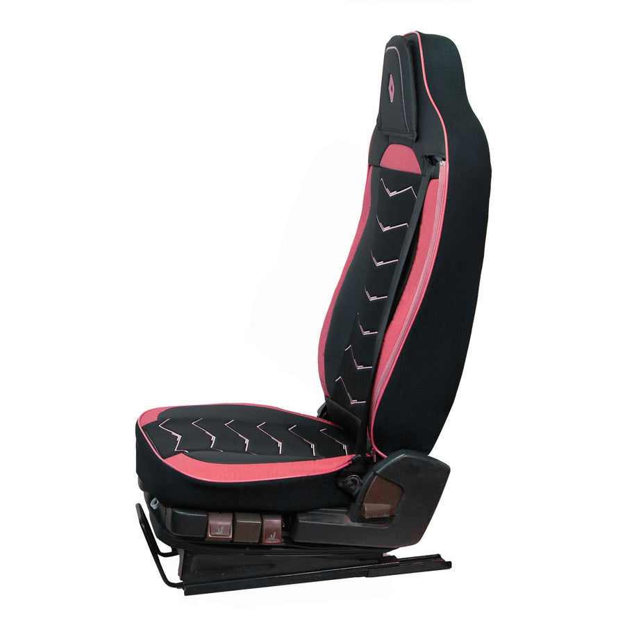 Housses de siège – adapté pour Renault Gama T 2014+, noir avec rouge, cuir et Alcantara