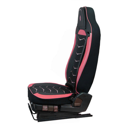 Housses de siège – adapté pour Renault Gama T 2014+, noir avec rouge, cuir et Alcantara