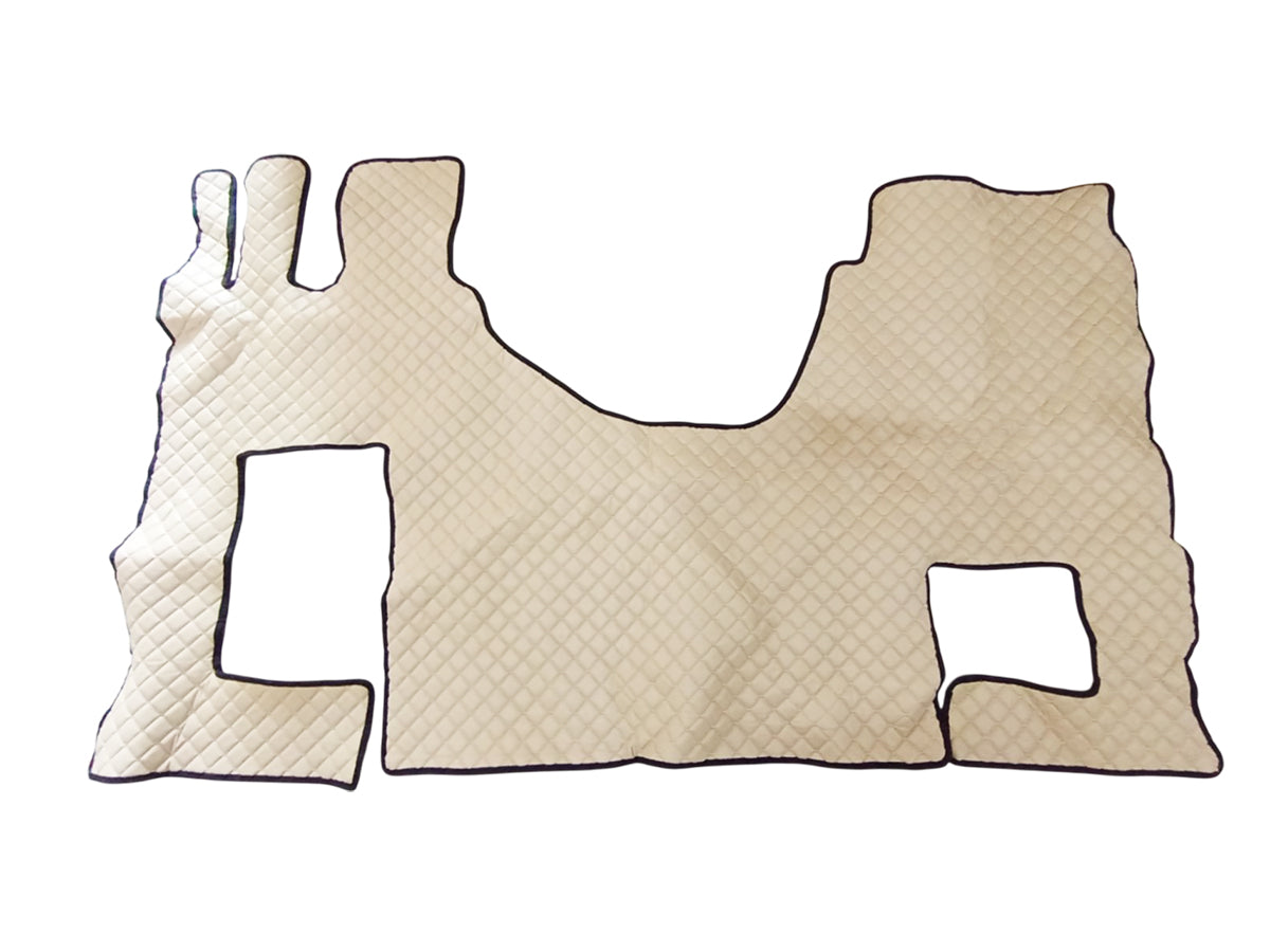 Tapis de sol beige en cuir synthétique (éco-cuir) – adapté pour Mercedes Actros MP4 avec siège rabattable, à partir de 09/2011