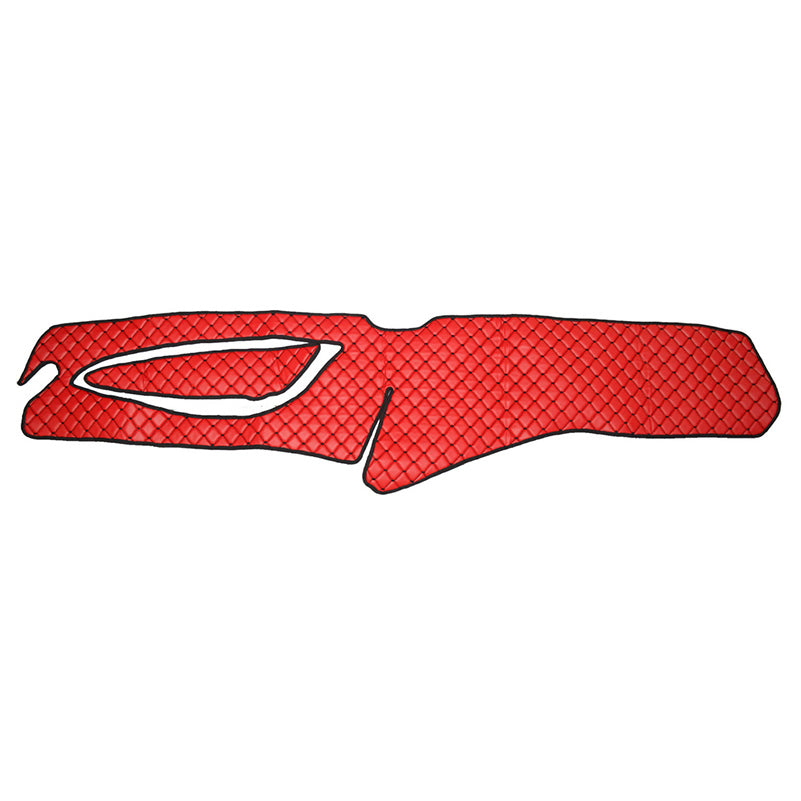 Tapis de tableau de bord pour conduite à droite – adapté pour Scania R, cuir synthétique (éco-cuir), rouge, 2017+