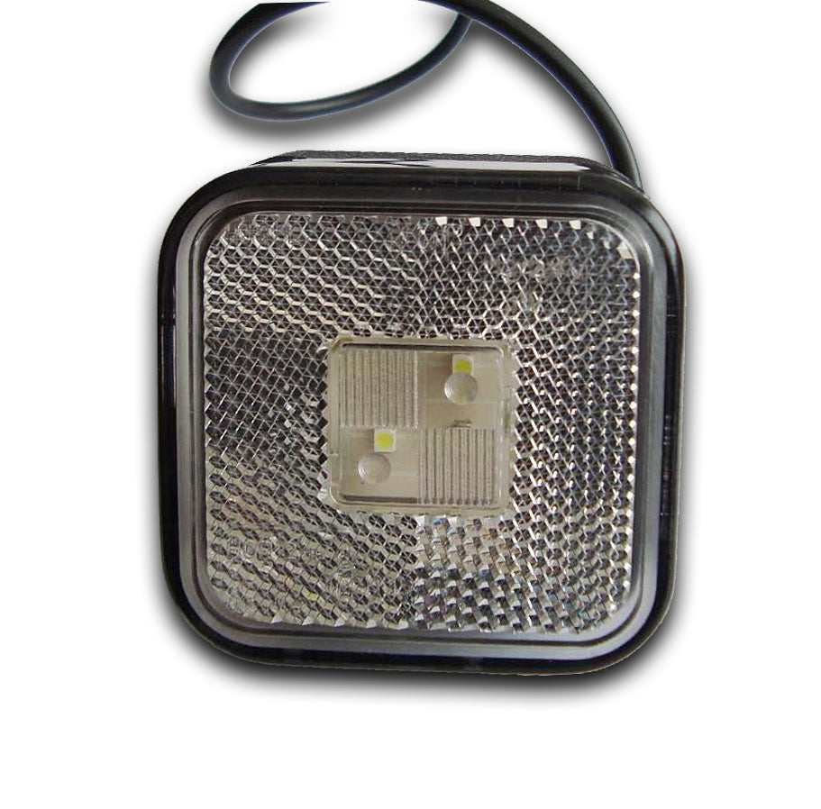 Feu de position LED blanc carré 12/24 V – cabochon blanc, fabrication Pologne