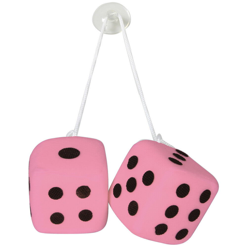 Universal Plush Double Dice Ornament – Pink, Suction Cup Mount, 7 cm