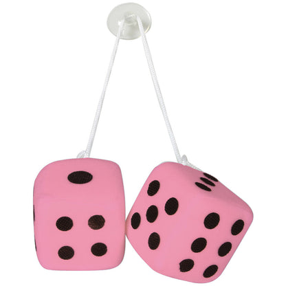 Universal Plush Double Dice Ornament – Pink, Suction Cup Mount, 7 cm