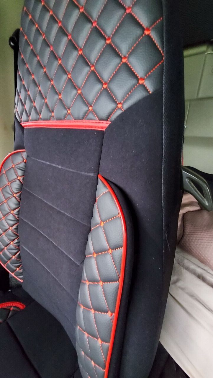 Deluxe Sitzbezüge – geeignet für Renault Premium 2005–2014, schwarzes Leder und Alcantara