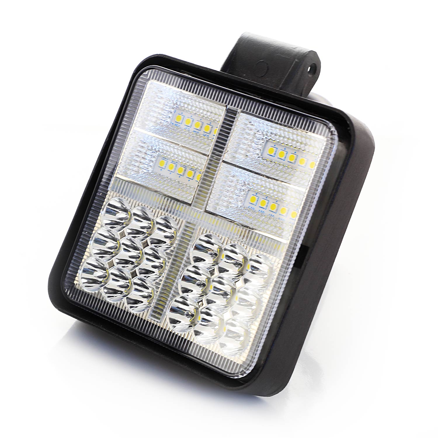 Projecteur de travail LED carré, 54 LED, 2 modes avec DRL, 107 x 107 x 25 mm, fixation inférieure
