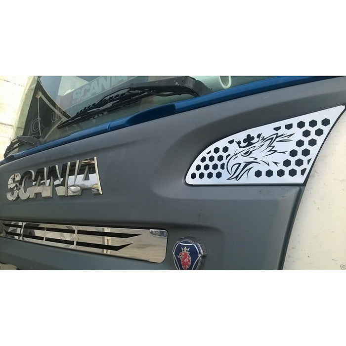 Stainless Steel LED Decorative Set suitable for Scania R/P 2010–2016 – Blue Light, 24V, Set of 2