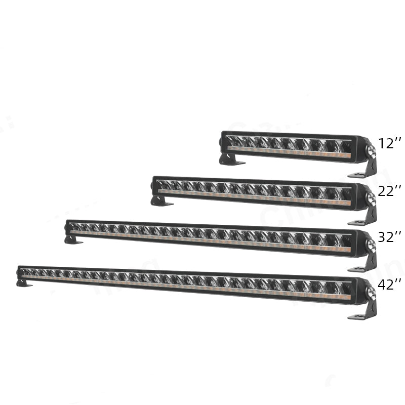 Rampe lumineuse LED de signalisation, flash ambre et projecteur blanc, 12/24 V, 54 cm