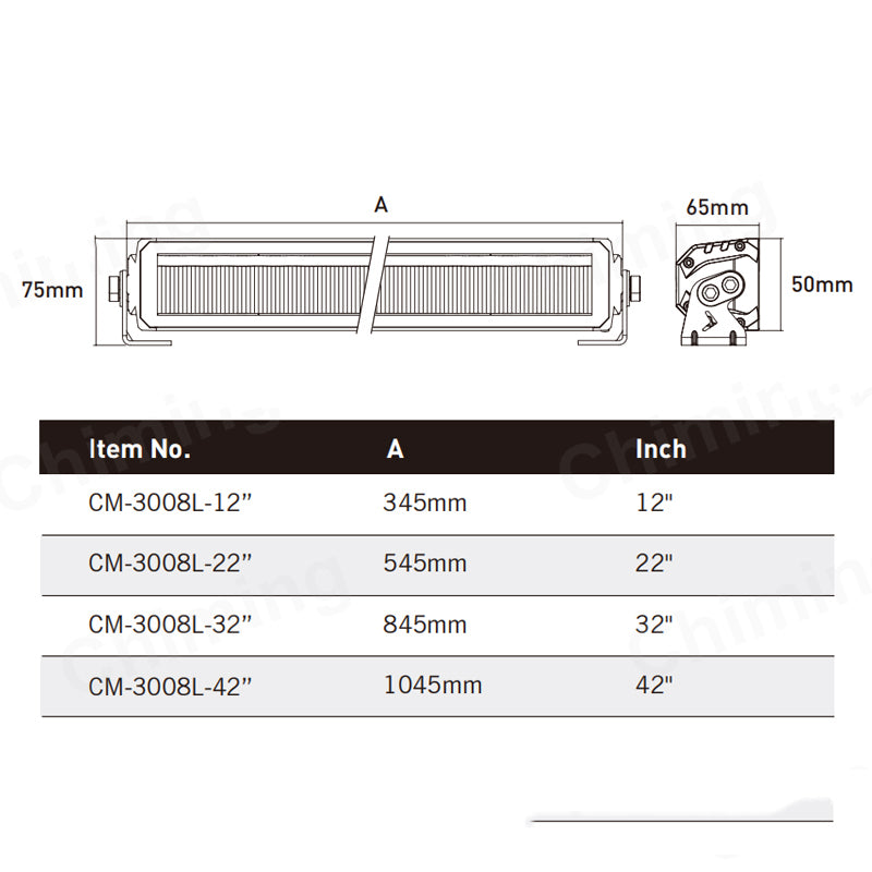 Rampe lumineuse LED de signalisation, flash ambre et projecteur blanc, 12/24 V, 54 cm