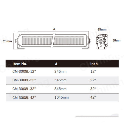 Rampe lumineuse LED de signalisation, flash ambre et projecteur blanc, 12/24 V, 54 cm