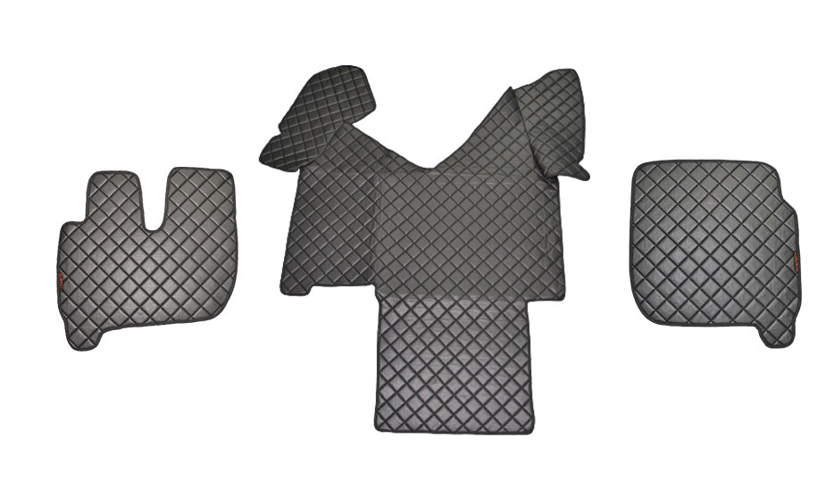 Tapis de sol noirs en cuir synthétique (éco-cuir) adaptés pour camions Iveco Stralis