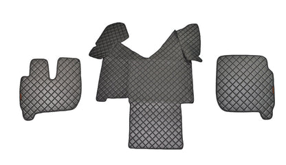 Tapis de sol noirs en cuir synthétique (éco-cuir) adaptés pour camions Iveco Stralis