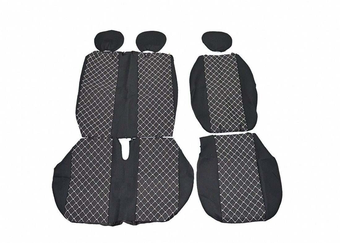 Seat Cover Set – suitable for Mercedes Sprinter 2+1 Seats, 2018+, Black and White, Polyester and Elastane