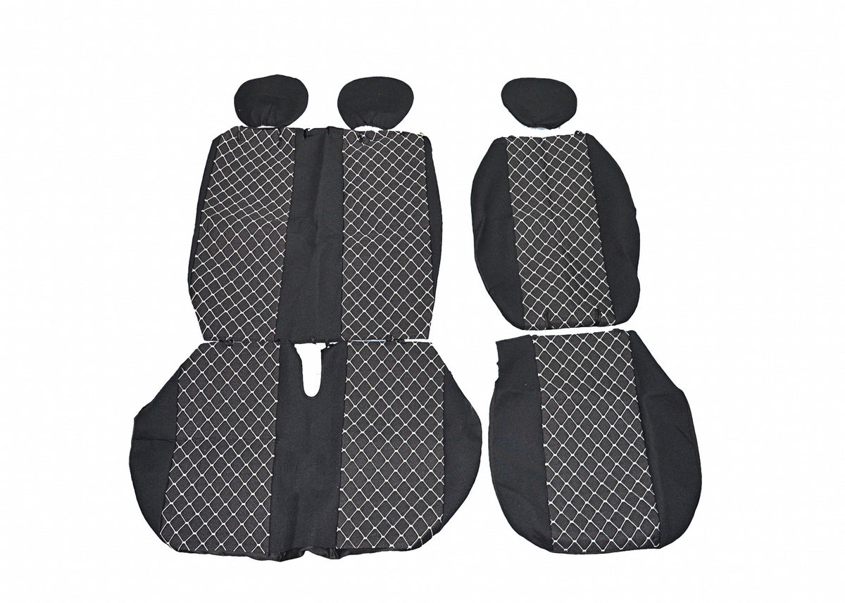 Seat Cover Set – suitable for Mercedes Sprinter 2+1 Seats, 2018+, Black and White, Polyester and Elastane