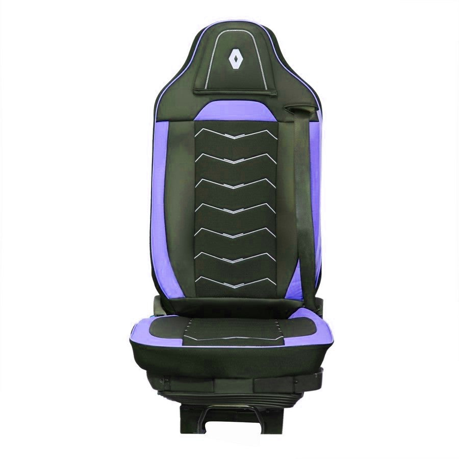 Housses de siège – adapté pour Renault Gama T 2014+, noir avec bleu, cuir et Alcantara