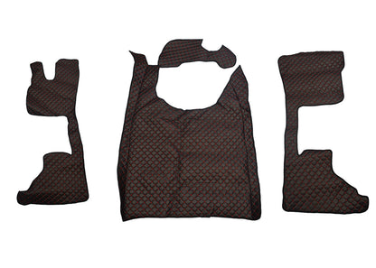 Μαύρο αντιολισθητικό πατάκι δαπέδου από τεχνητό δέρμα (eco leather) – κατάλληλο για DAF XG+, κάθισμα συνοδηγού με αερανάρτηση, κόκκινη ραφή