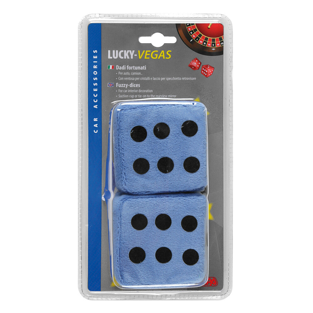Universal Plush Hanging Double Dice Car Ornament – Blue, 7 cm