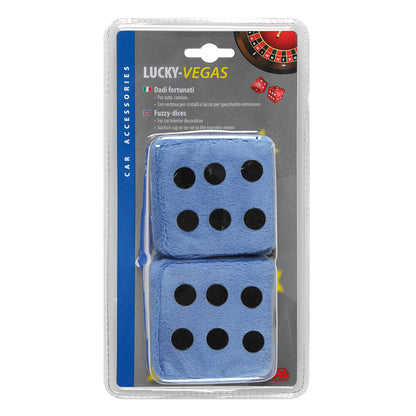 Universal Plush Hanging Double Dice Car Ornament – Blue, 7 cm