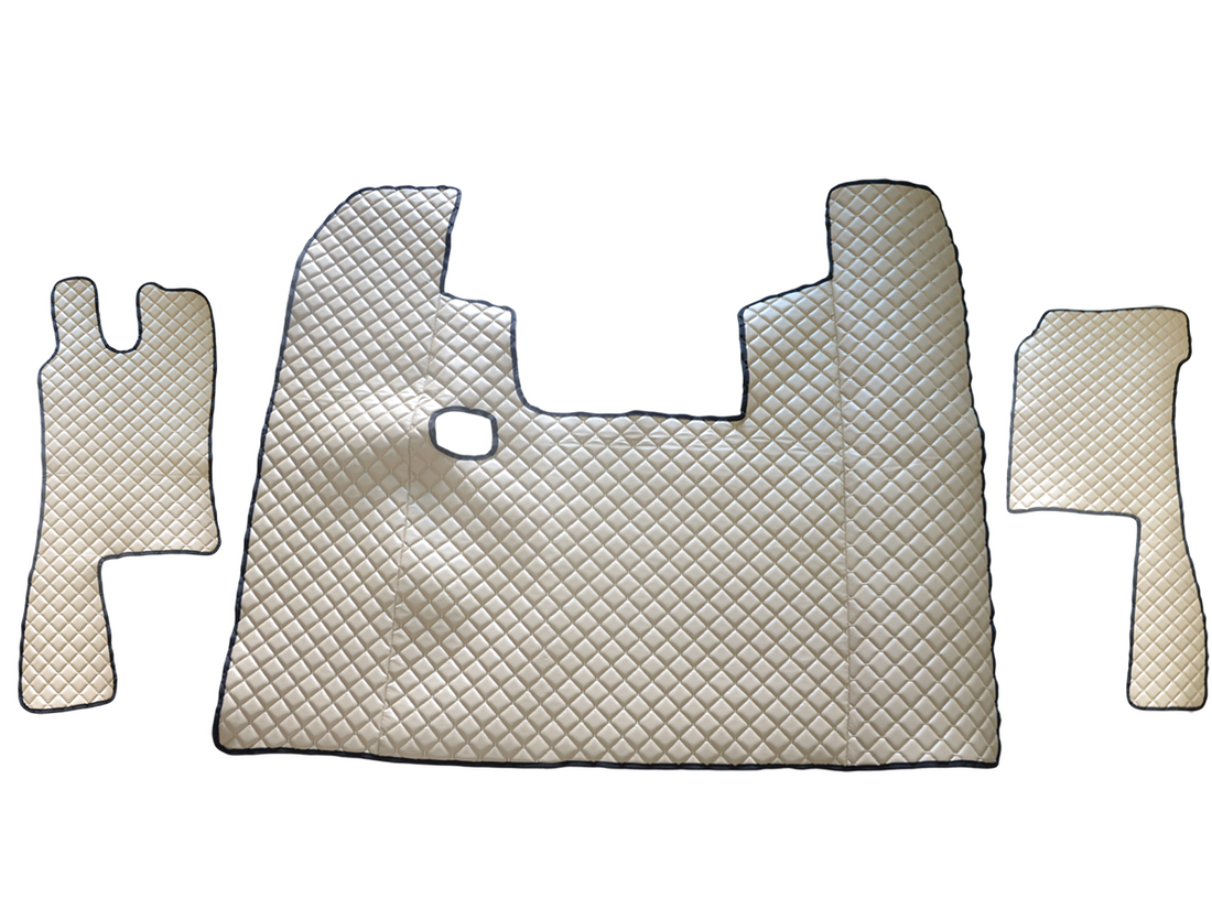 Μπεζ πατάκια δαπέδου από τεχνητό δέρμα (eco leather) – κατάλληλο για Scania 4 Series 1995–2004