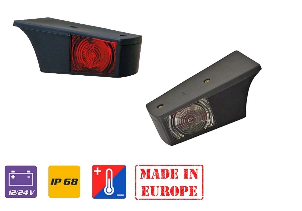 Feu de position latéral LED – adapté pour Scania 112/113, rouge/blanc, droit