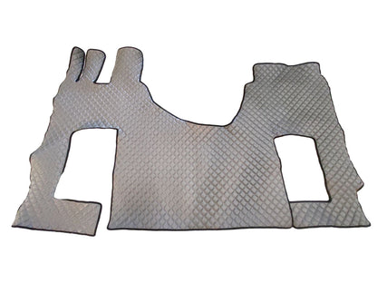 Tapis de sol gris en cuir synthétique (éco-cuir) – adaptés pour Mercedes Actros MP4/MP5 GigaSpace avec siège passager fixe